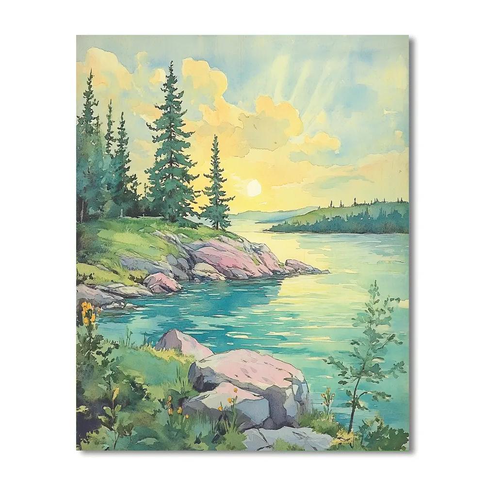 Franklin Carmichael Inspired Emerald Spring Peninsula At Dawn Number painting