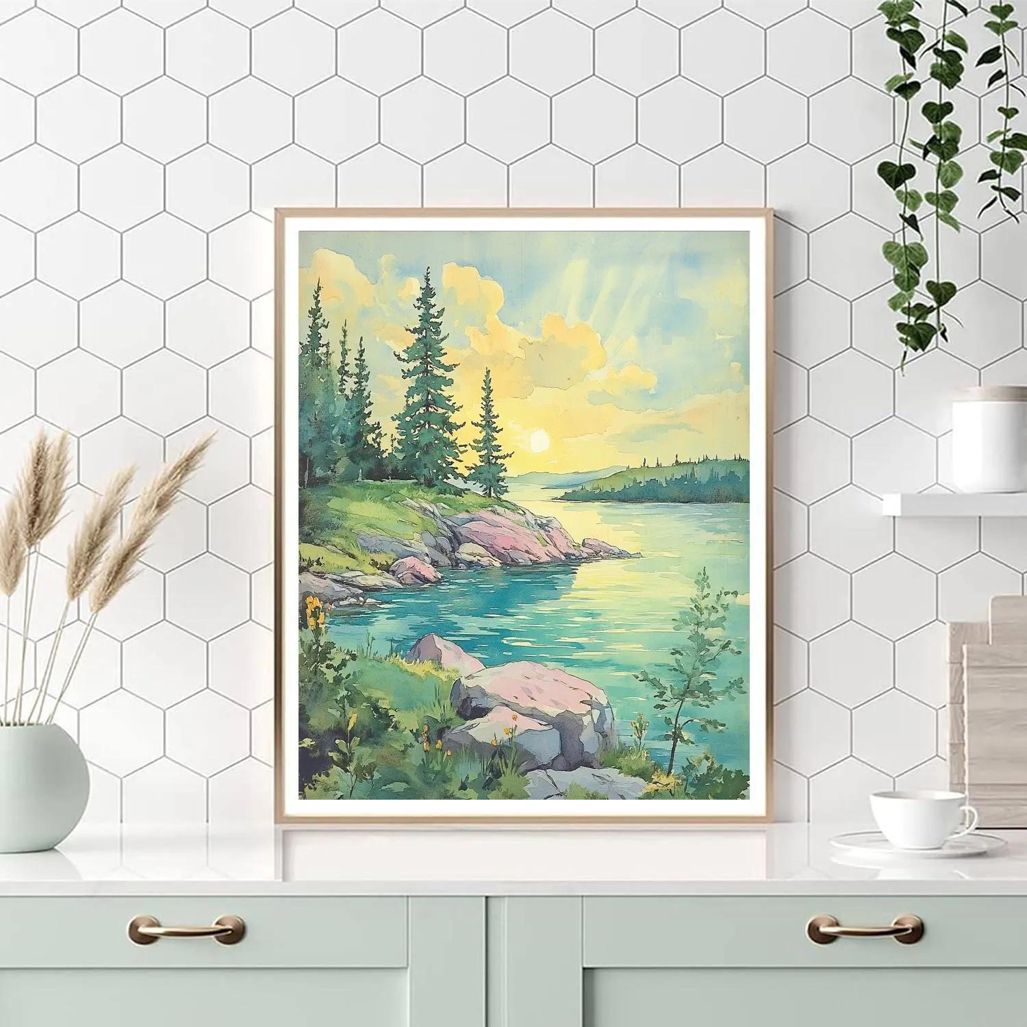 Franklin Carmichael Inspired Emerald Spring Peninsula At Dawn Number painting
