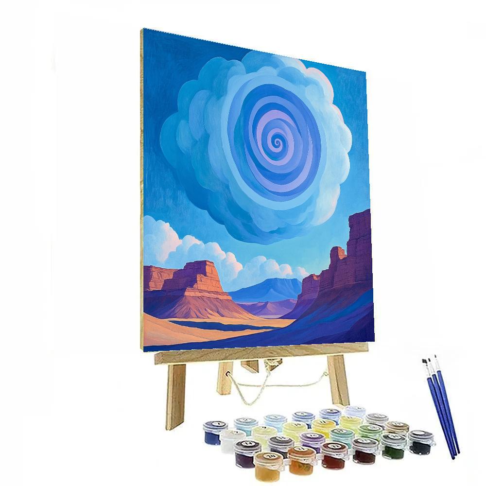 Georgia O’Keeffe Inspired Cerulean Mesa And Spiral Cloud paint by numbers
