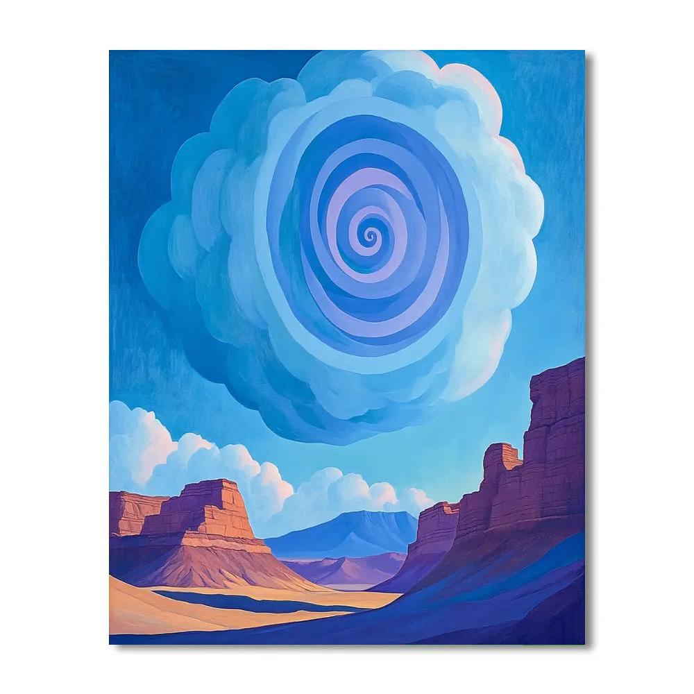 Georgia O’Keeffe Inspired Cerulean Mesa And Spiral Cloud paint by numbers