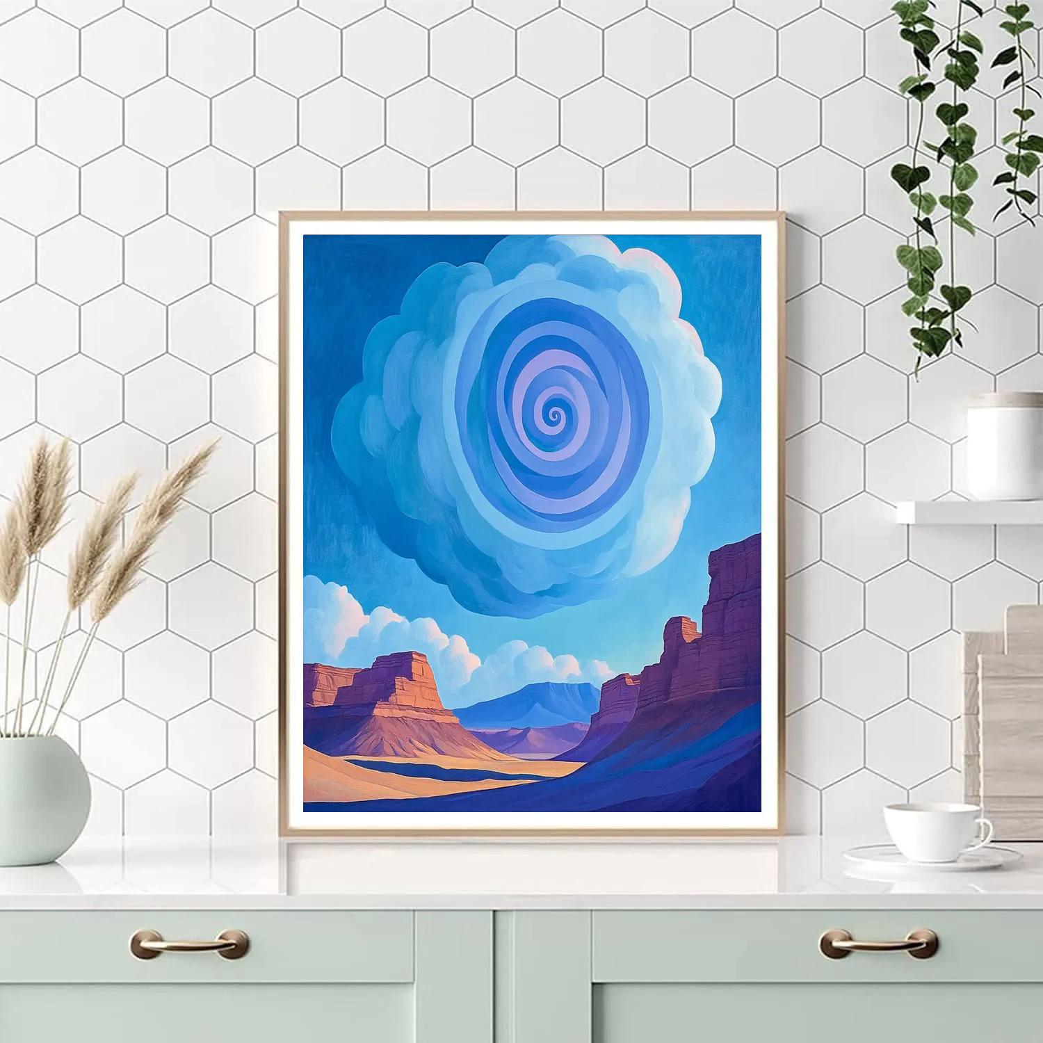 Georgia O’Keeffe Inspired Cerulean Mesa And Spiral Cloud paint by numbers