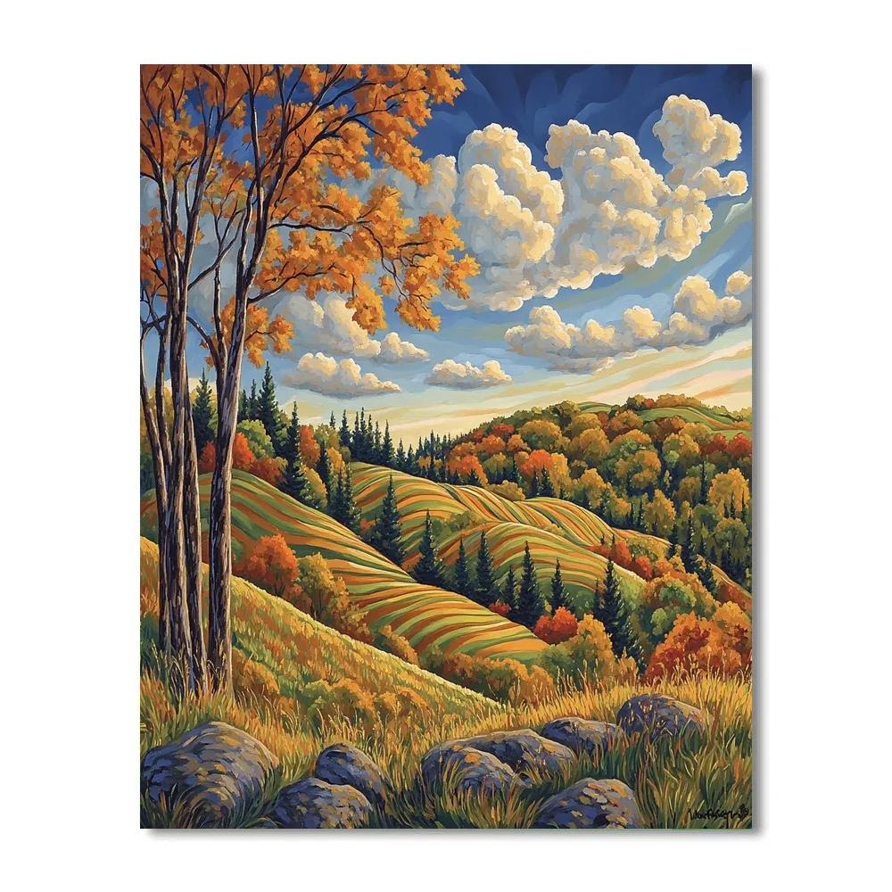 J. E. H. MacDonald Inspired Algoma Autumn Hills Paint by numbers art