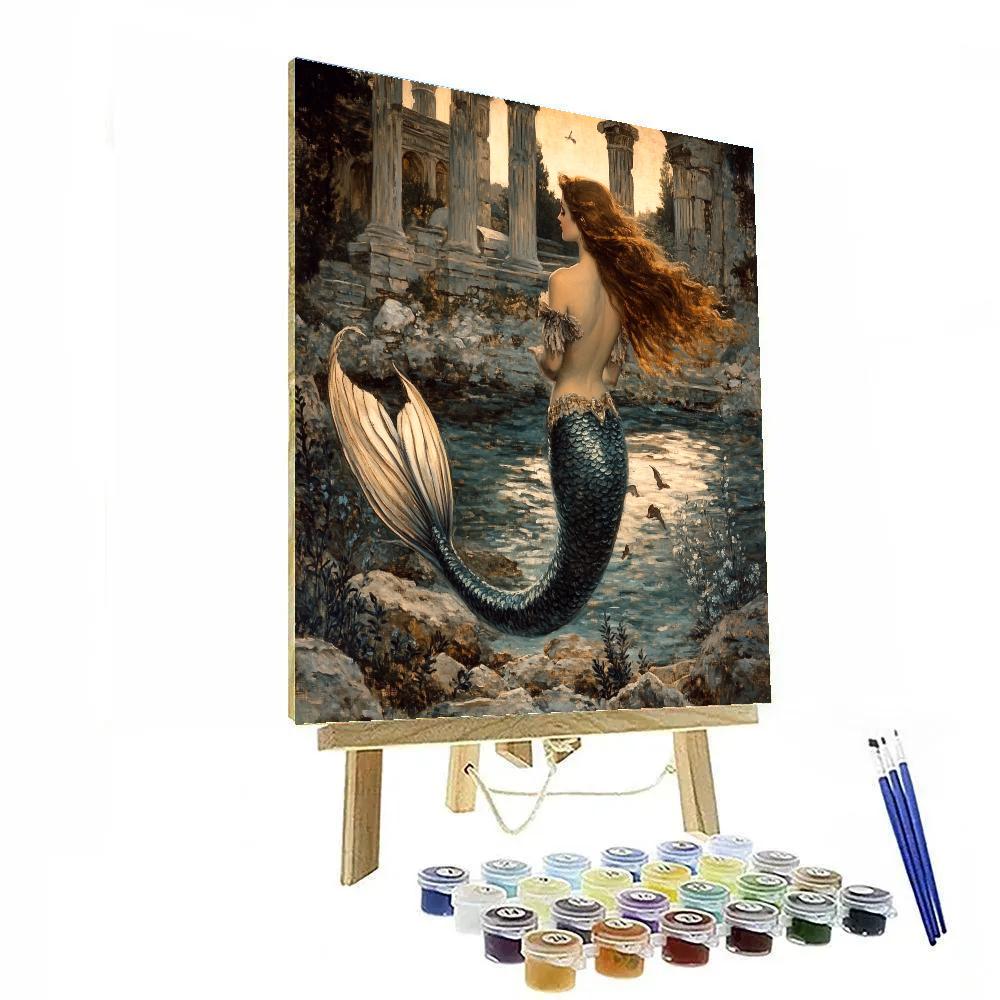 John William Waterhouse Inspired Mermaid Cove paint by color