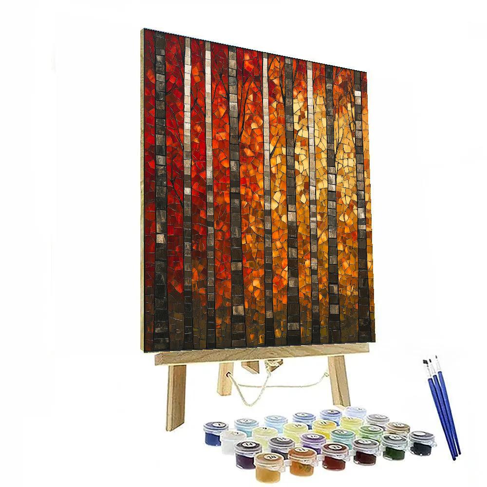 Jean-Paul Riopelle Inspired Autumn Tessellation Forest paint by numbers