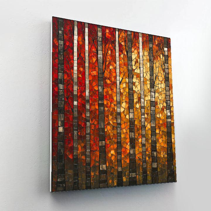 Jean-Paul Riopelle Inspired Autumn Tessellation Forest paint by numbers
