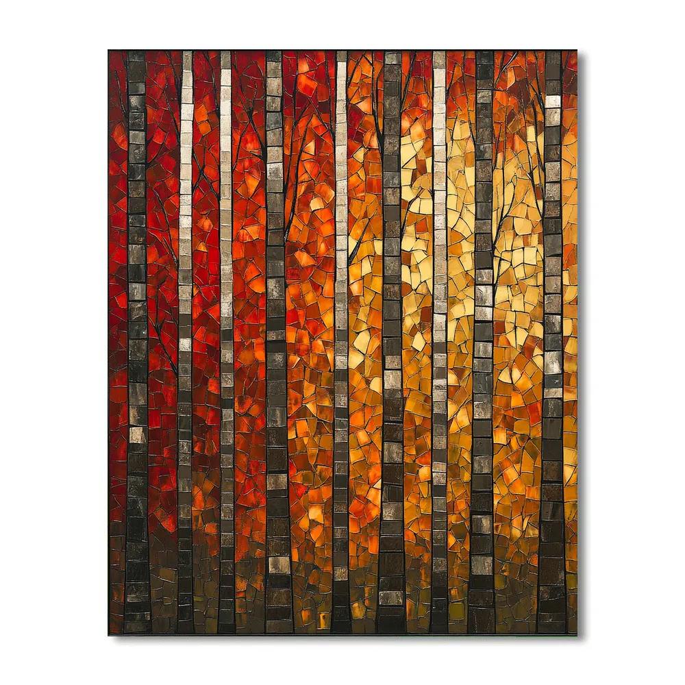 Jean-Paul Riopelle Inspired Autumn Tessellation Forest paint by numbers