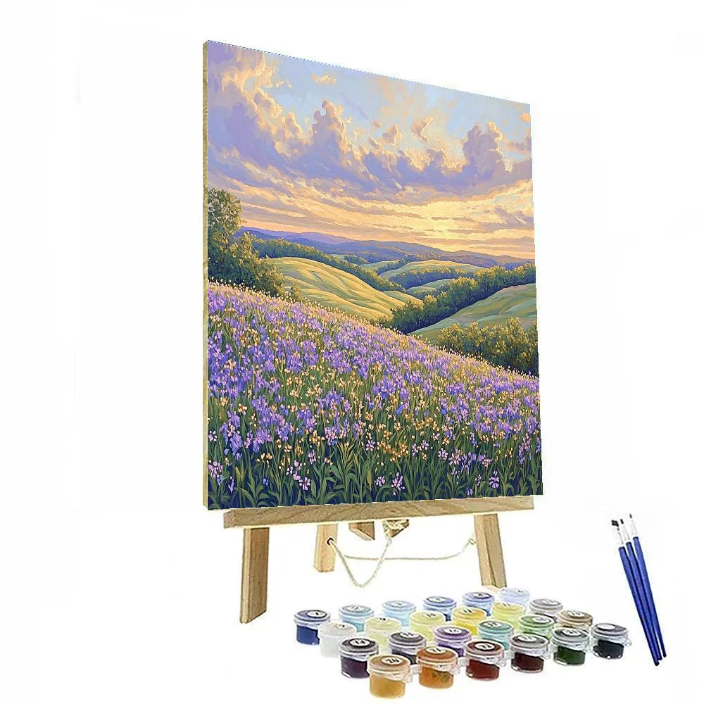 J. E. H. MacDonald Inspired Meadow With Wildflowers And Clouds DIY paint by numbers