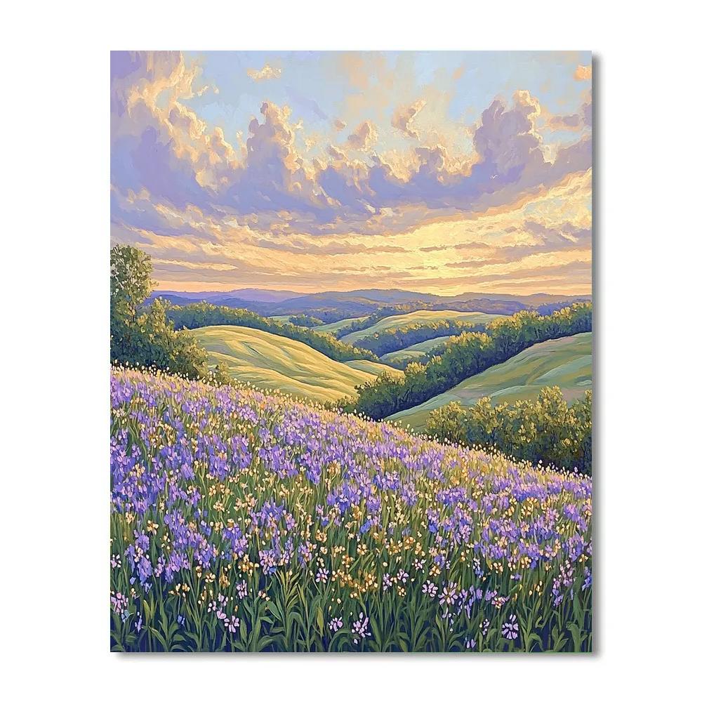 J. E. H. MacDonald Inspired Meadow With Wildflowers And Clouds DIY paint by numbers