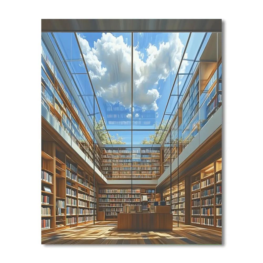 Rene Magritte Inspired Library Of Clouds Painting by numbers kit