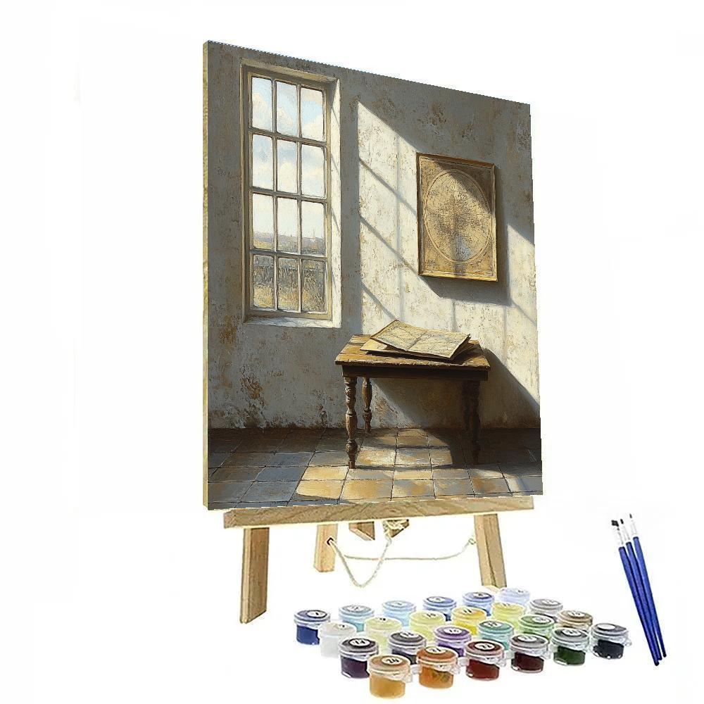 Johannes Vermeer Inspired Sunlit Delft Window With Map DIY paint by numbers