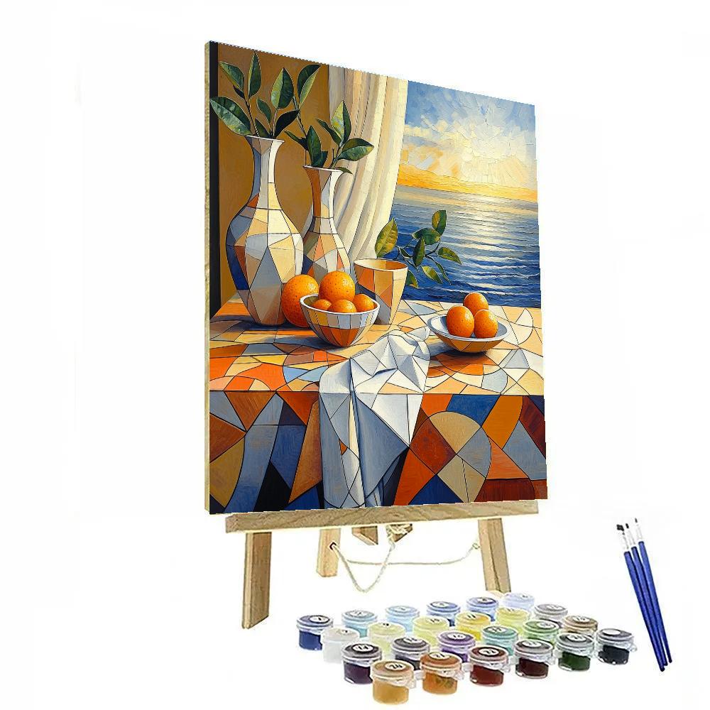 Pablo Picasso Inspired Fractured Mediterranean Still Life Number painting