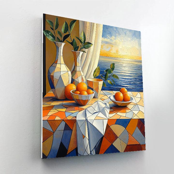 Pablo Picasso Inspired Fractured Mediterranean Still Life Number painting