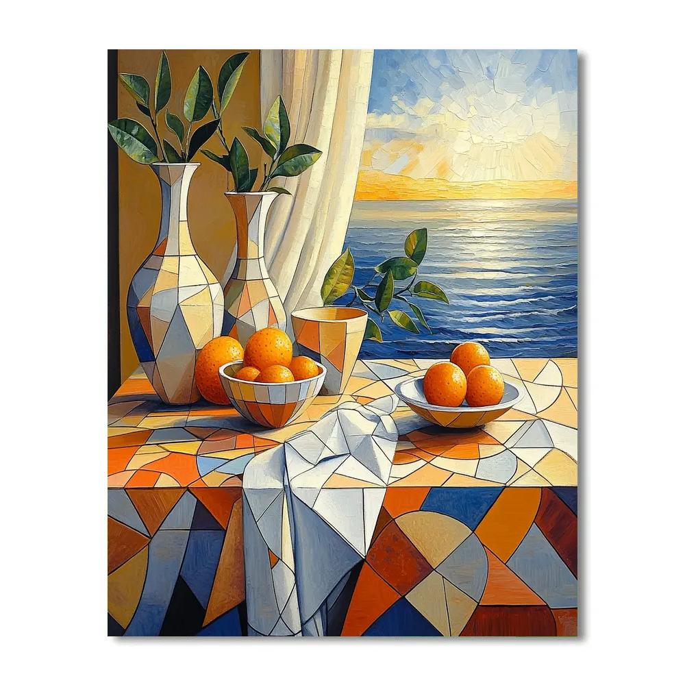 Pablo Picasso Inspired Fractured Mediterranean Still Life Number painting
