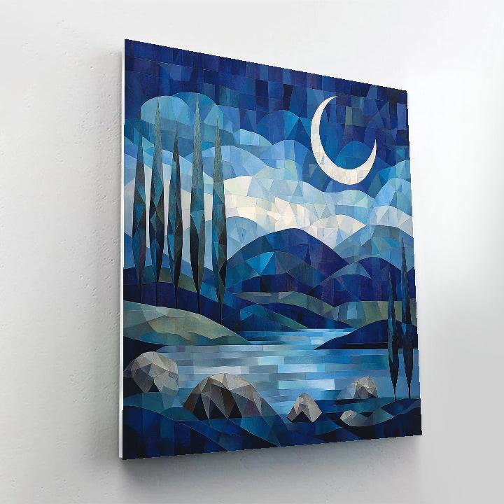 Pablo Picasso Inspired Cubist Nocturnal Landscape paint by numbers