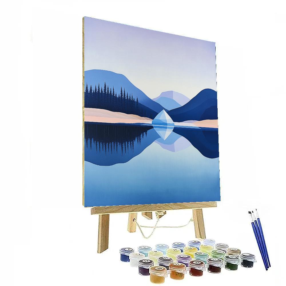 Lawren Harris Inspired Northern Lake In Stillness paint by numbers