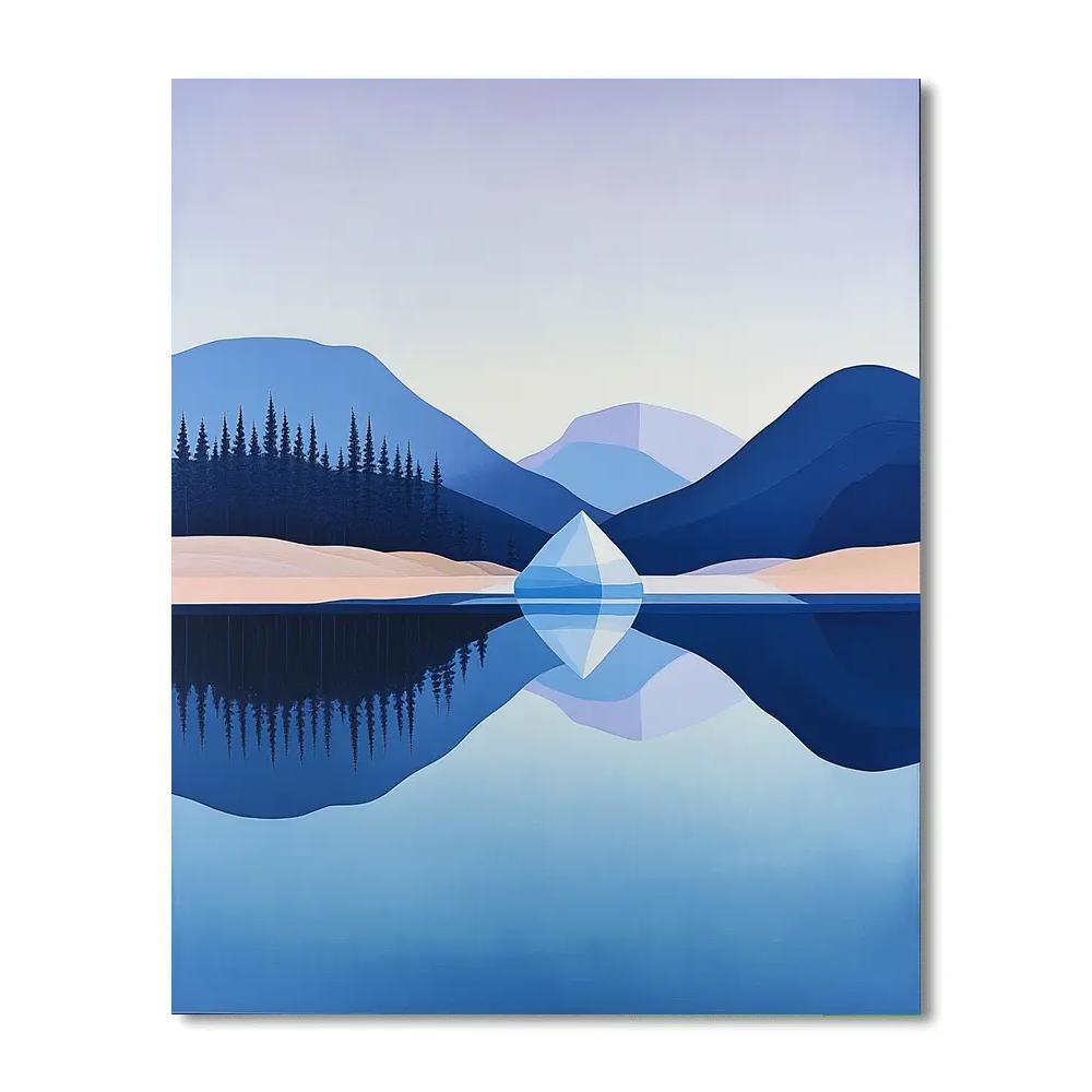 Lawren Harris Inspired Northern Lake In Stillness paint by numbers