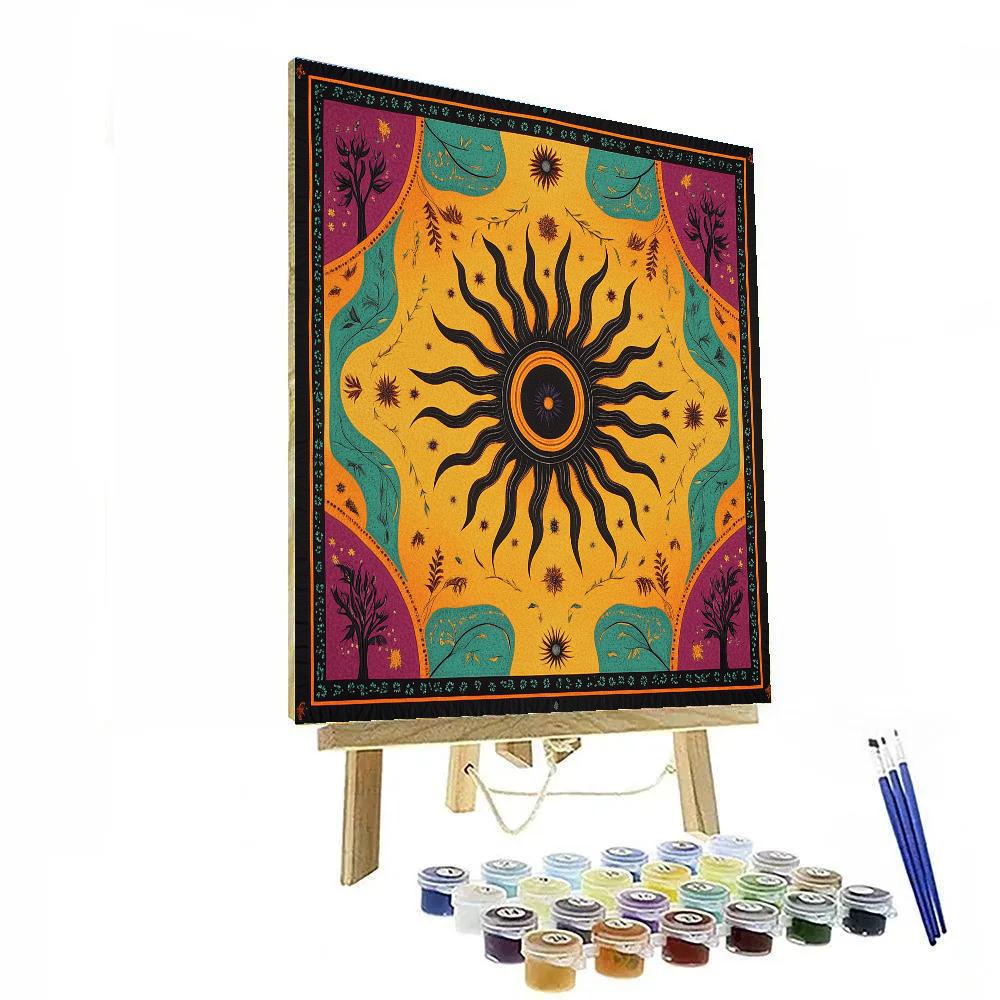 Norval Morrisseau Inspired Sun Of The Woodland Winds paint by number