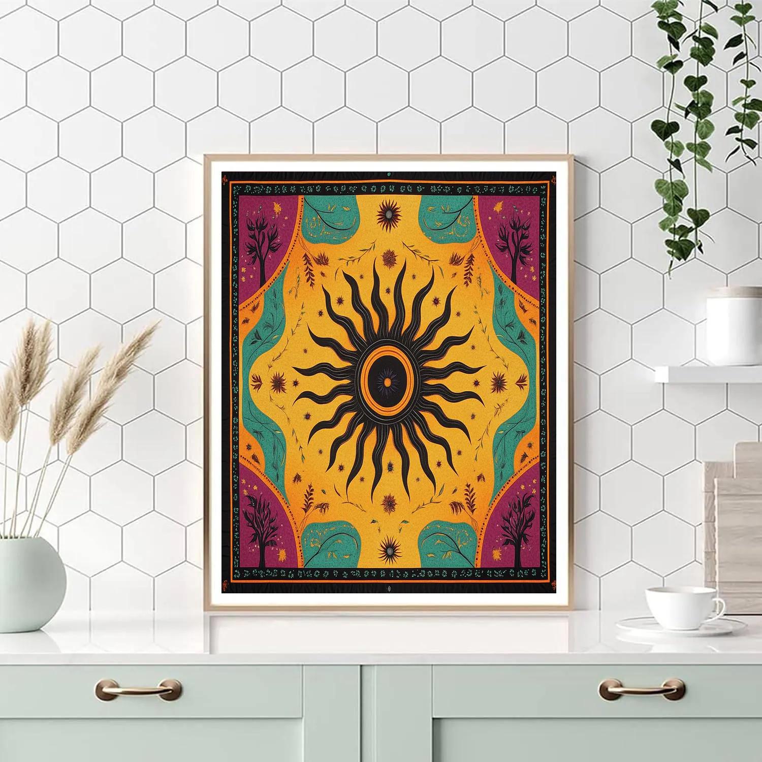 Norval Morrisseau Inspired Sun Of The Woodland Winds paint by number