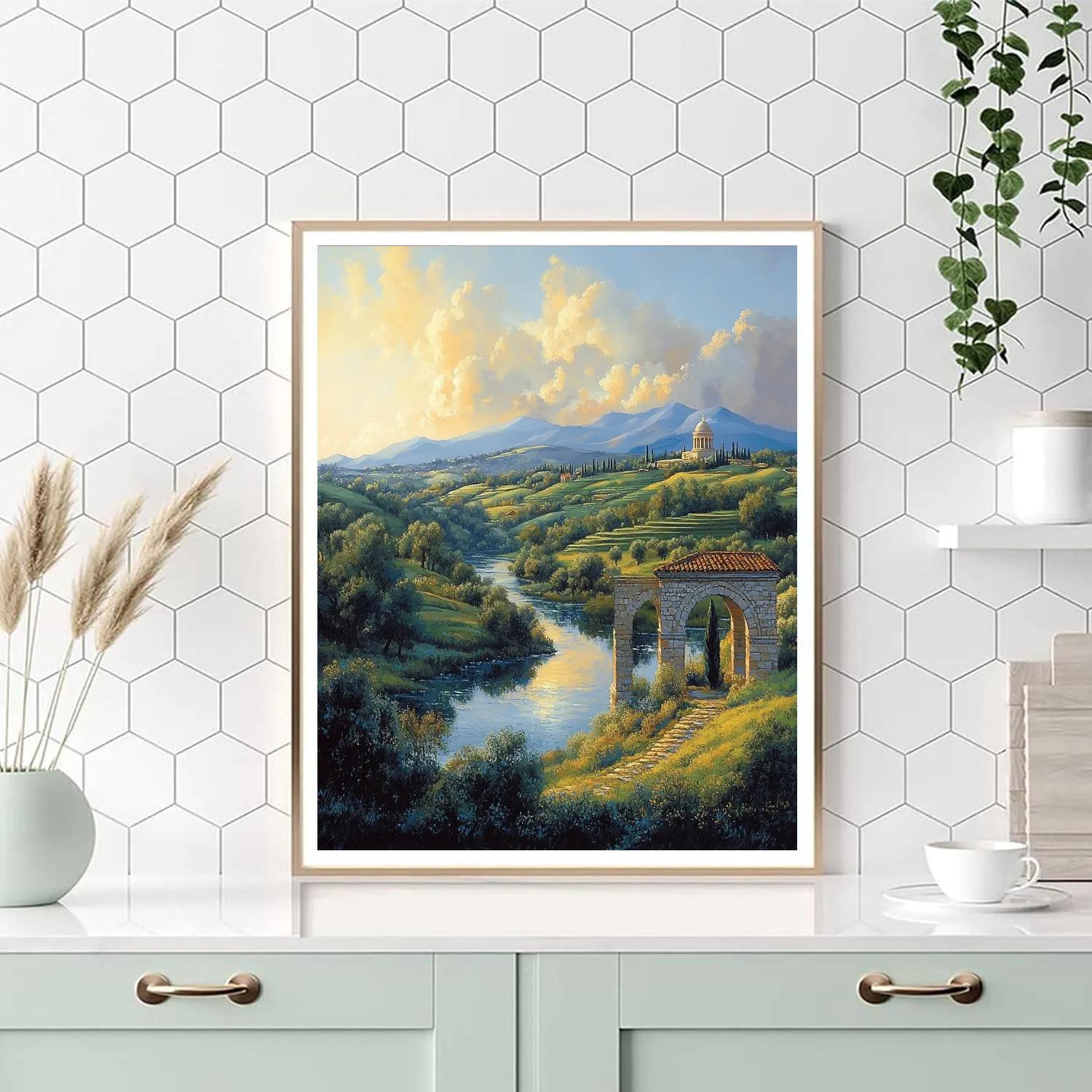 Raphael Inspired Serene Arched Panorama DIY paint by numbers