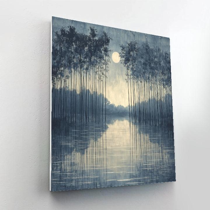 Zhao Mengfu Inspired Moonlit Bamboo River paint by numbers
