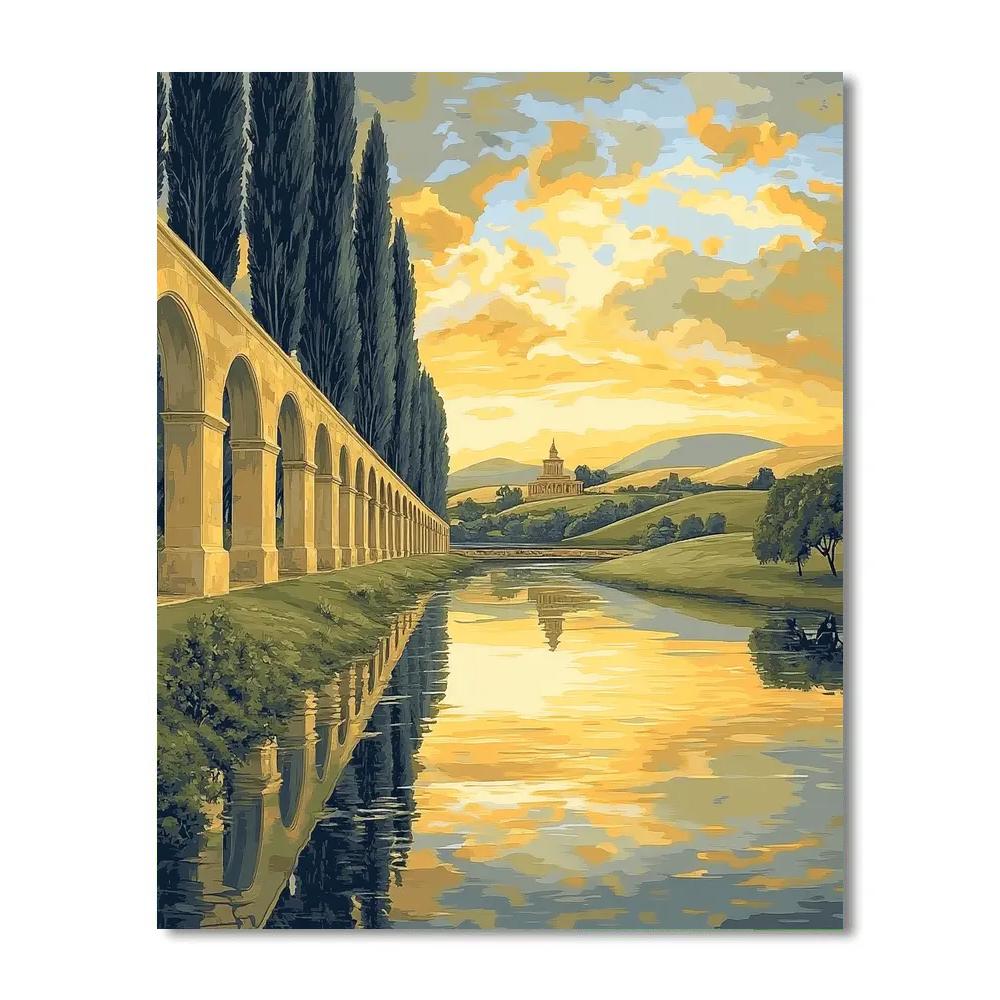Raphael Inspired Golden Riverview Arcade paint by numbers