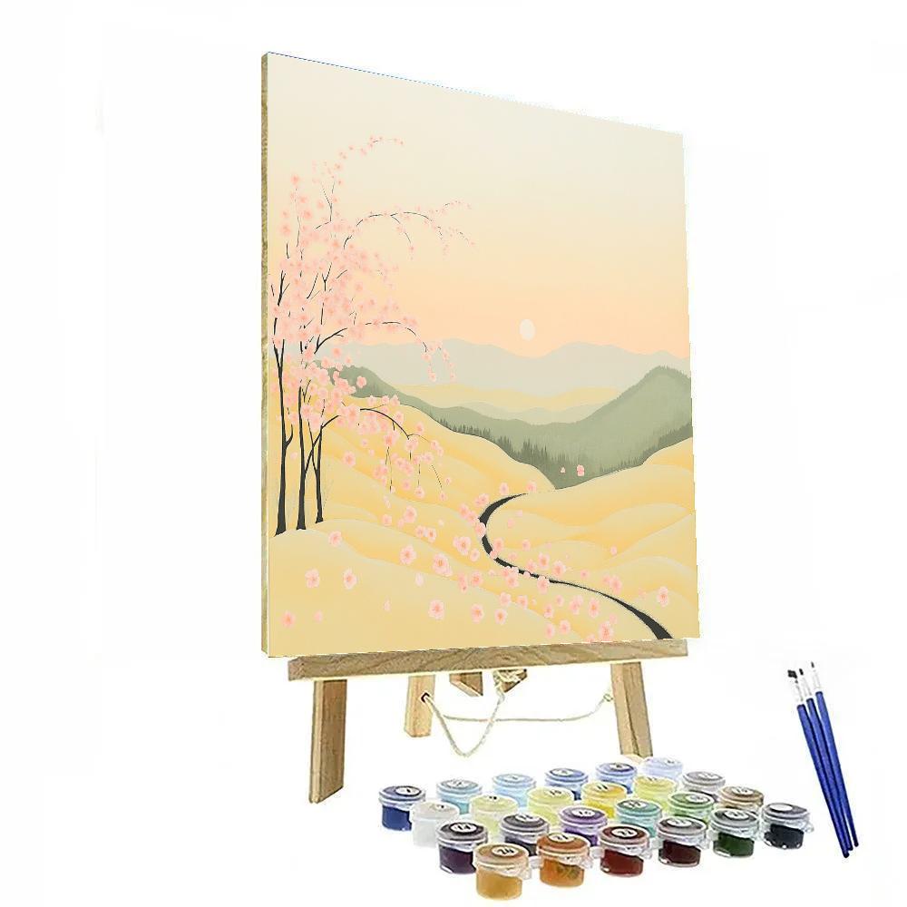 Hiroshige Inspired Blossoming Twilight Ridge Number painting