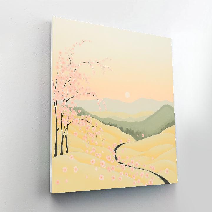 Hiroshige Inspired Blossoming Twilight Ridge Number painting
