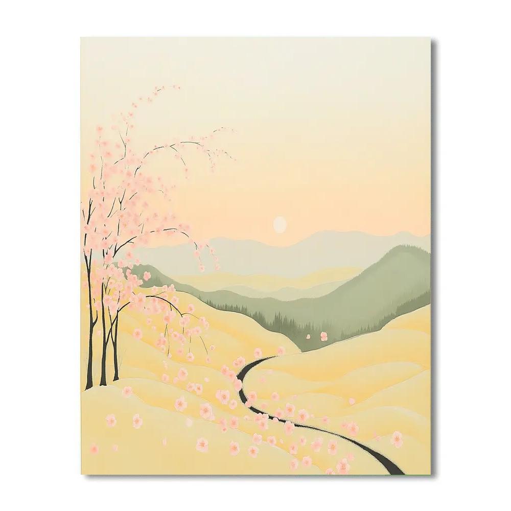 Hiroshige Inspired Blossoming Twilight Ridge Number painting