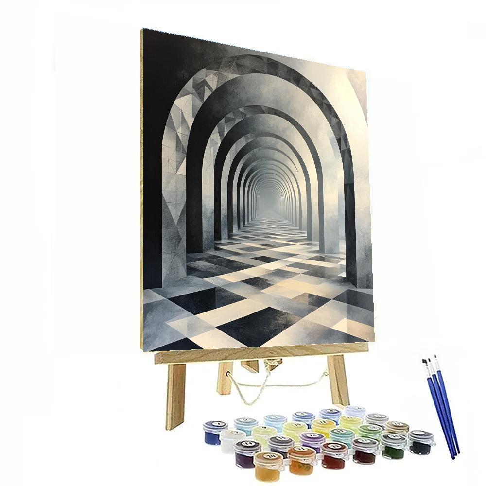 M.C. Escher Inspired Paradoxical Horizon Number painting