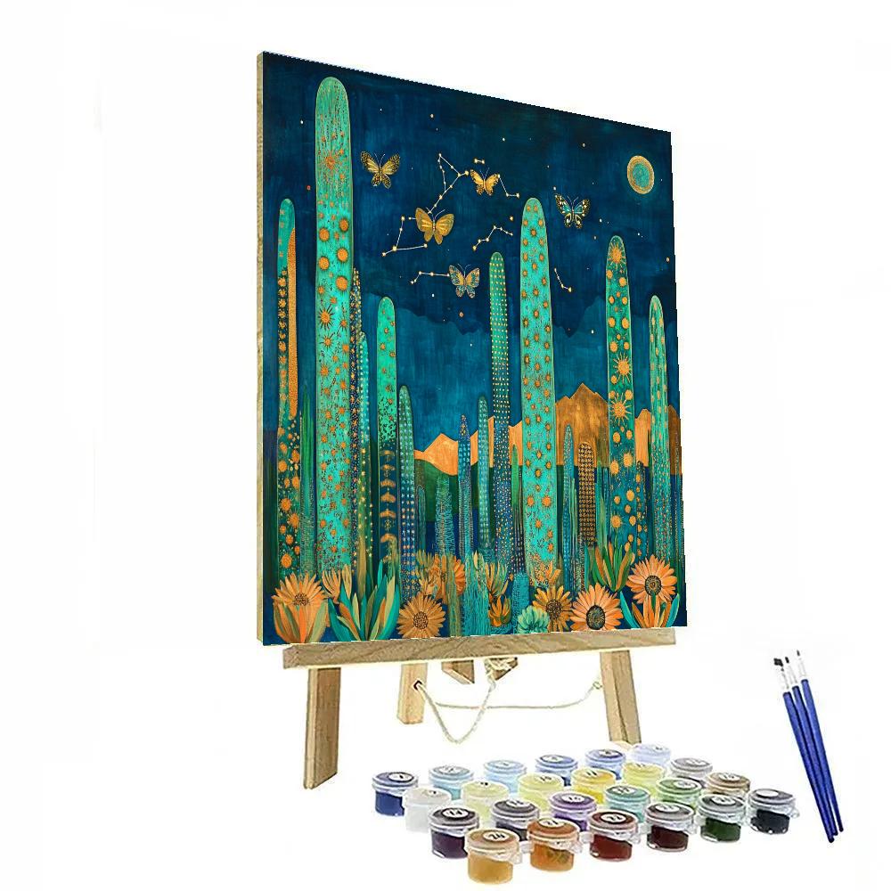 Frida Kahlo Inspired Cactus Constellation paint by color