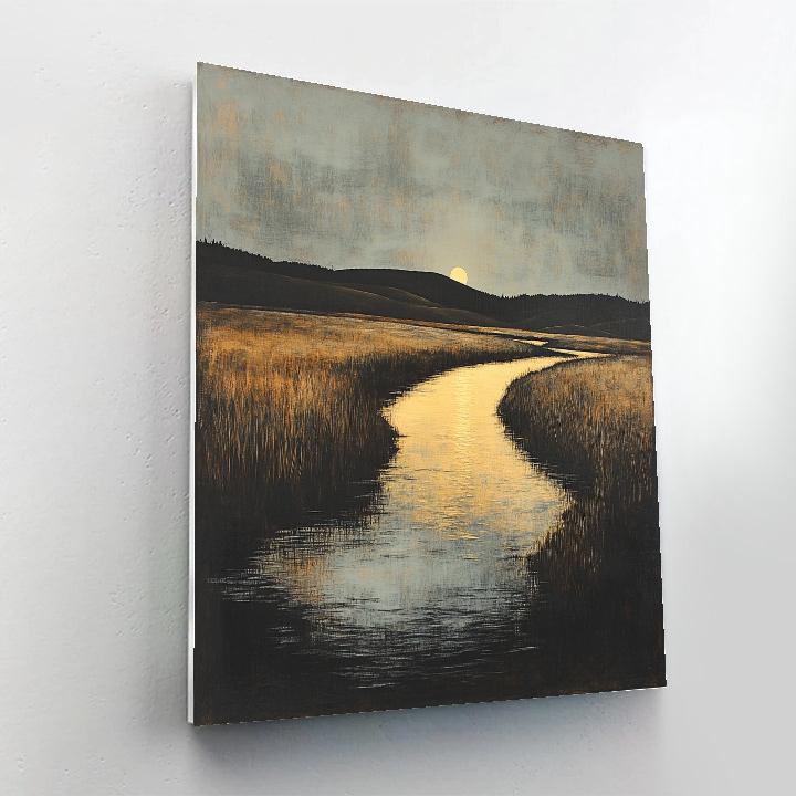 Rembrandt Inspired River With Golden Shaft Of Light Number painting