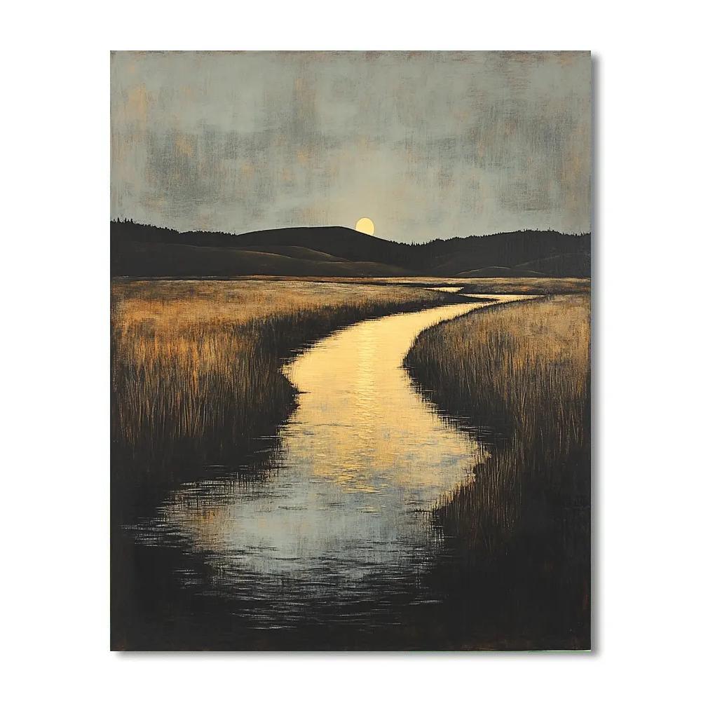 Rembrandt Inspired River With Golden Shaft Of Light Number painting