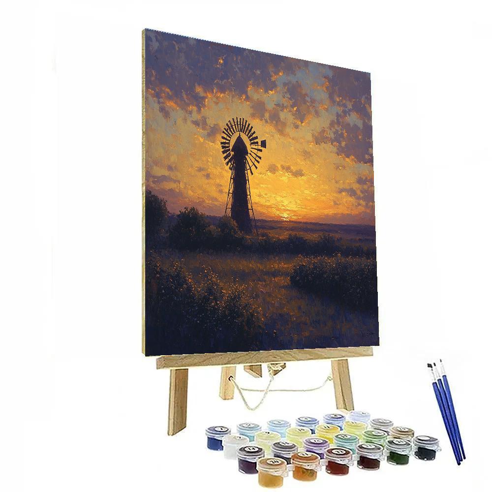 Rembrandt Inspired Windmill In Twilight Glow Paint by numbers art