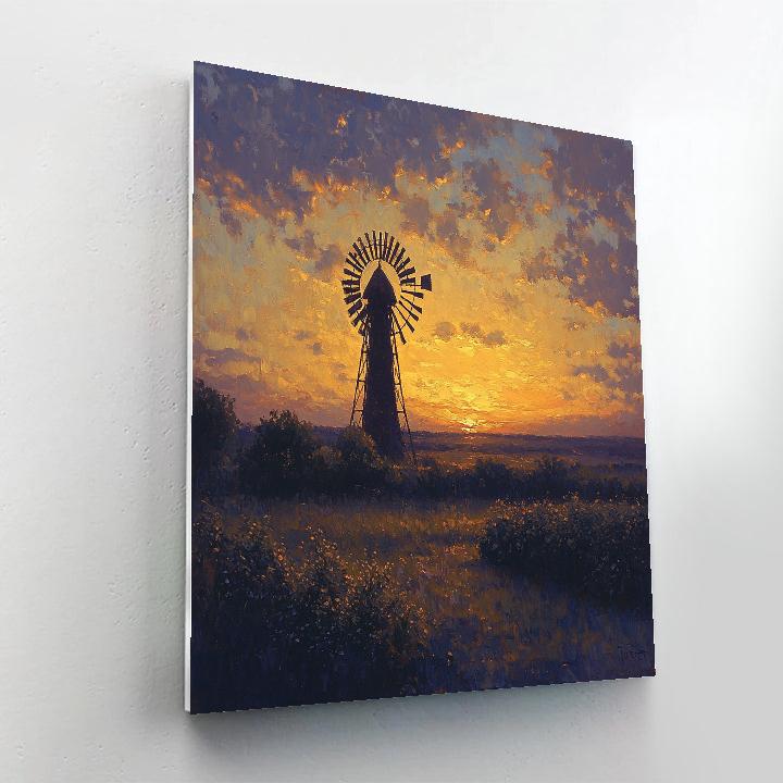 Rembrandt Inspired Windmill In Twilight Glow Paint by numbers art