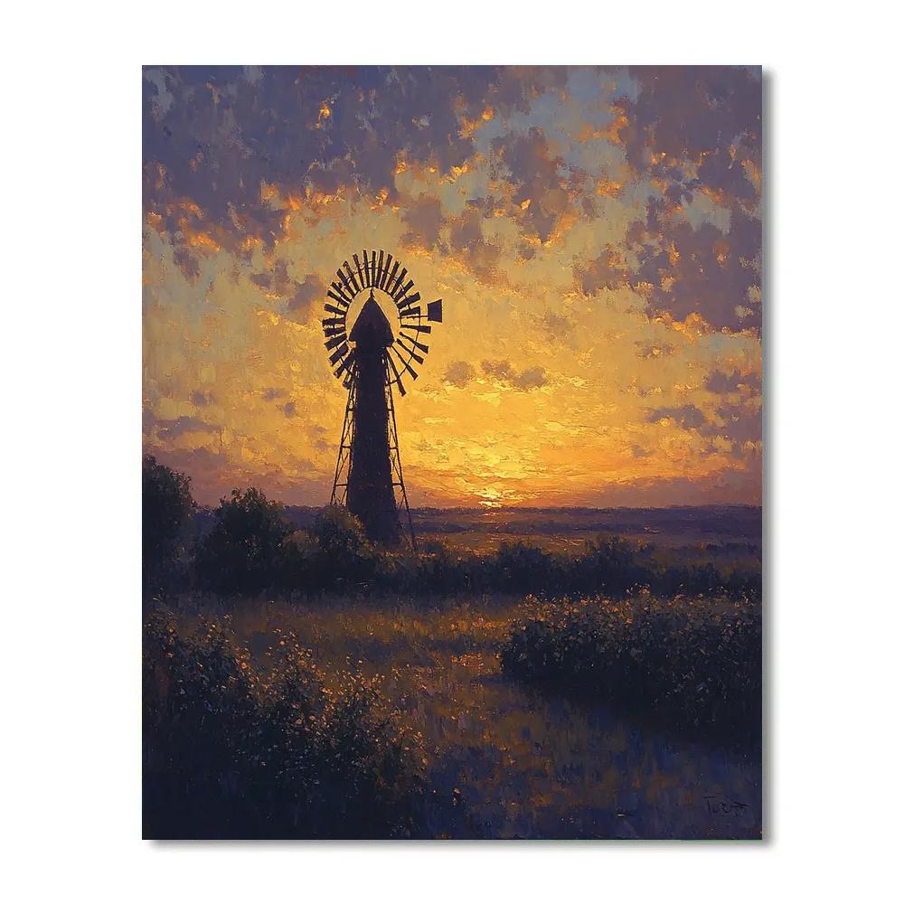 Rembrandt Inspired Windmill In Twilight Glow Paint by numbers art