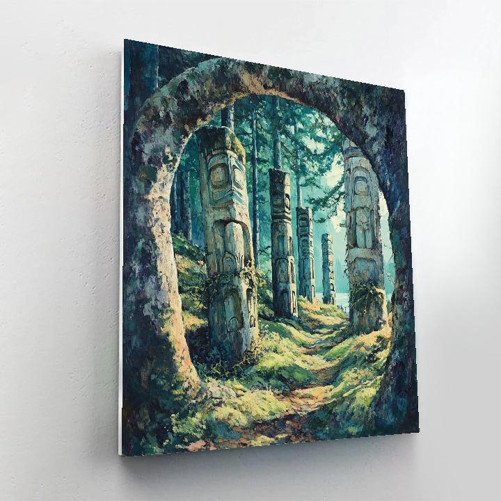 Emily Carr Inspired Totem Echoes In Mossy Hollow paint by numbers