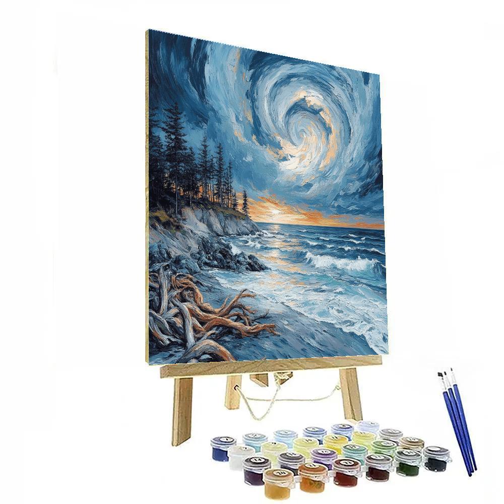 Emily Carr Inspired Tempest Over Driftwood Coast Paint by numbers art