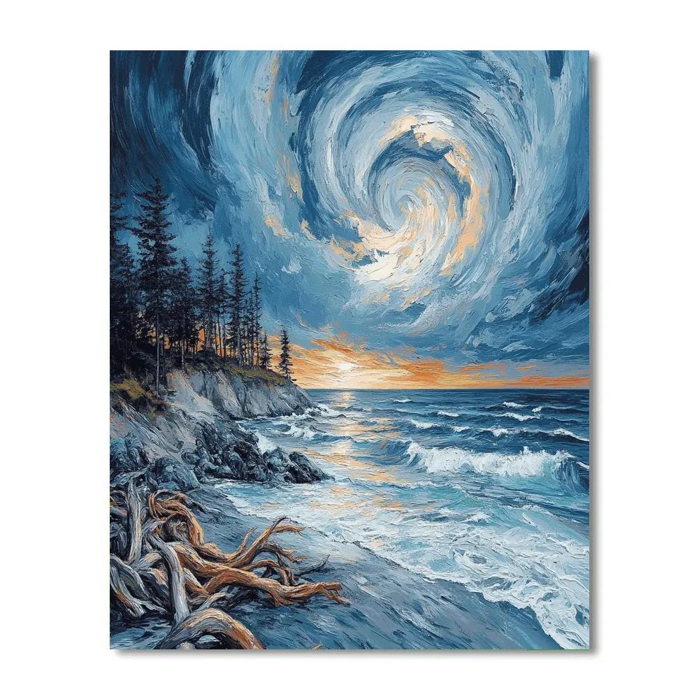 Emily Carr Inspired Tempest Over Driftwood Coast Paint by numbers art