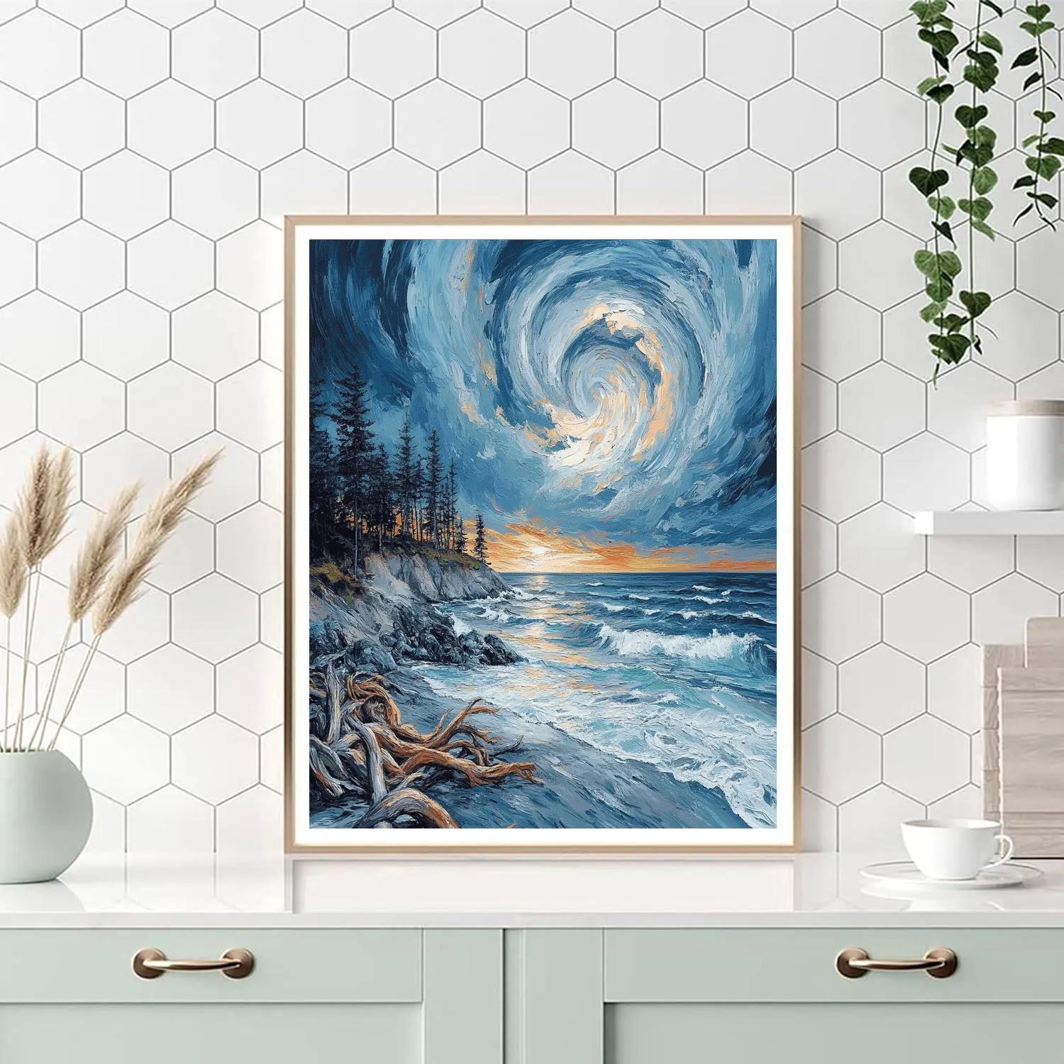 Emily Carr Inspired Tempest Over Driftwood Coast Paint by numbers art