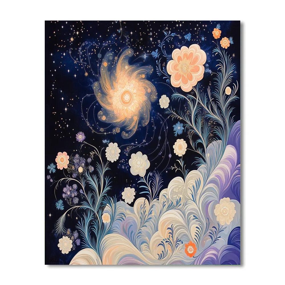 Alphonse Mucha Inspired Nebula Garden Numbered painting kits