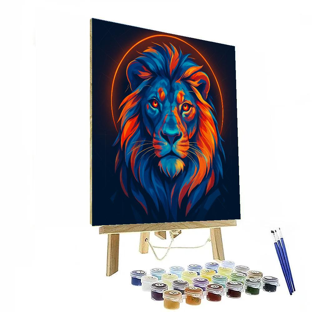 Neon Lion Majesty Number painting