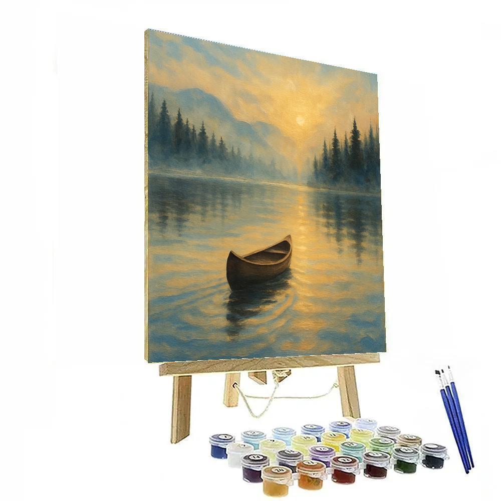 Sunrise Canoe On Glass Lake Number painting