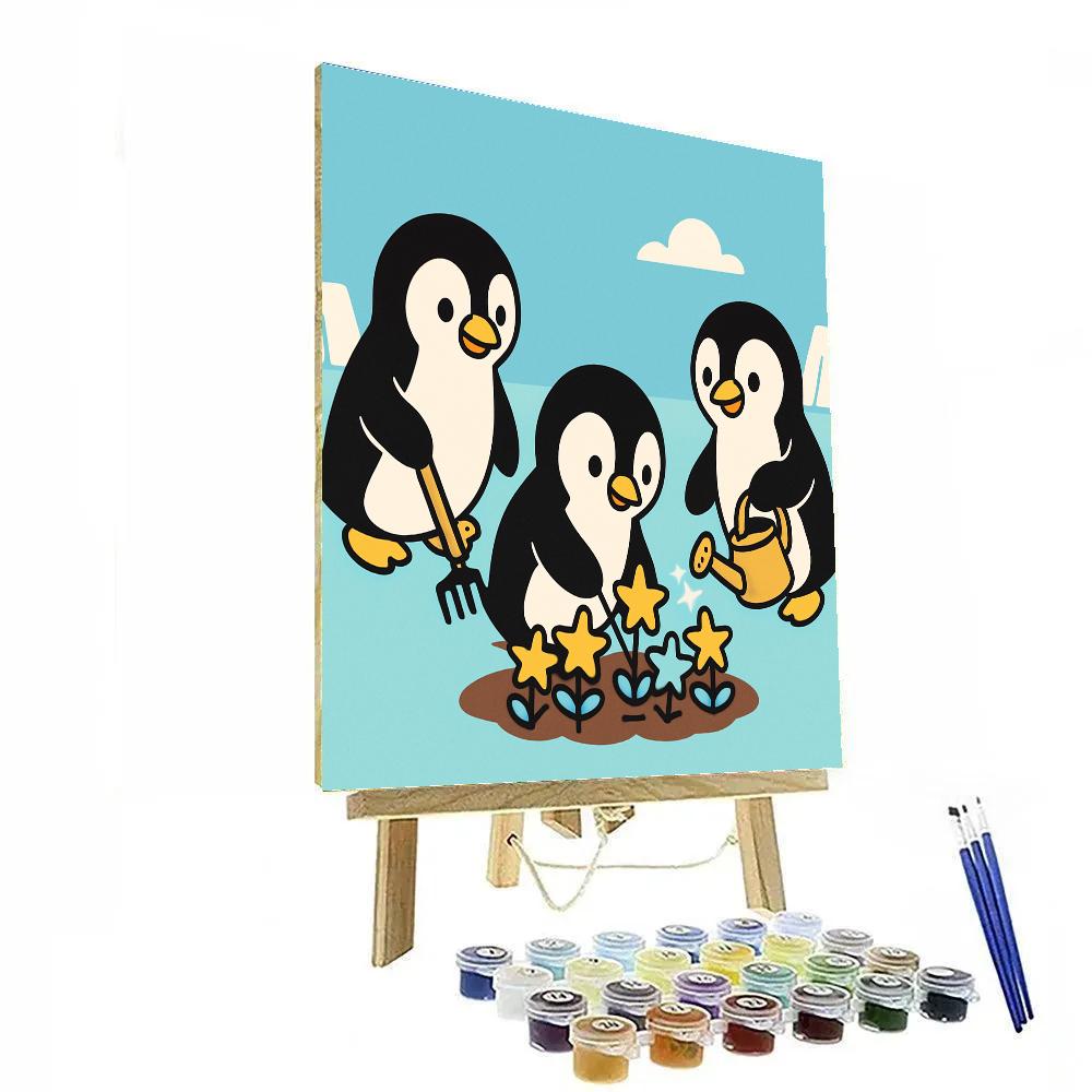 Galaxy Garden Penguins Paint by numbers art