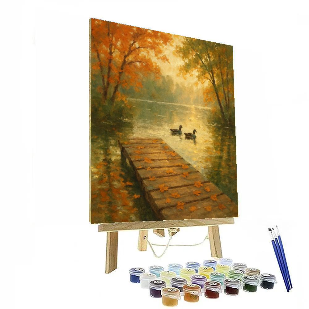 Autumn Dock With Floating Leaves Paint by numbers kits