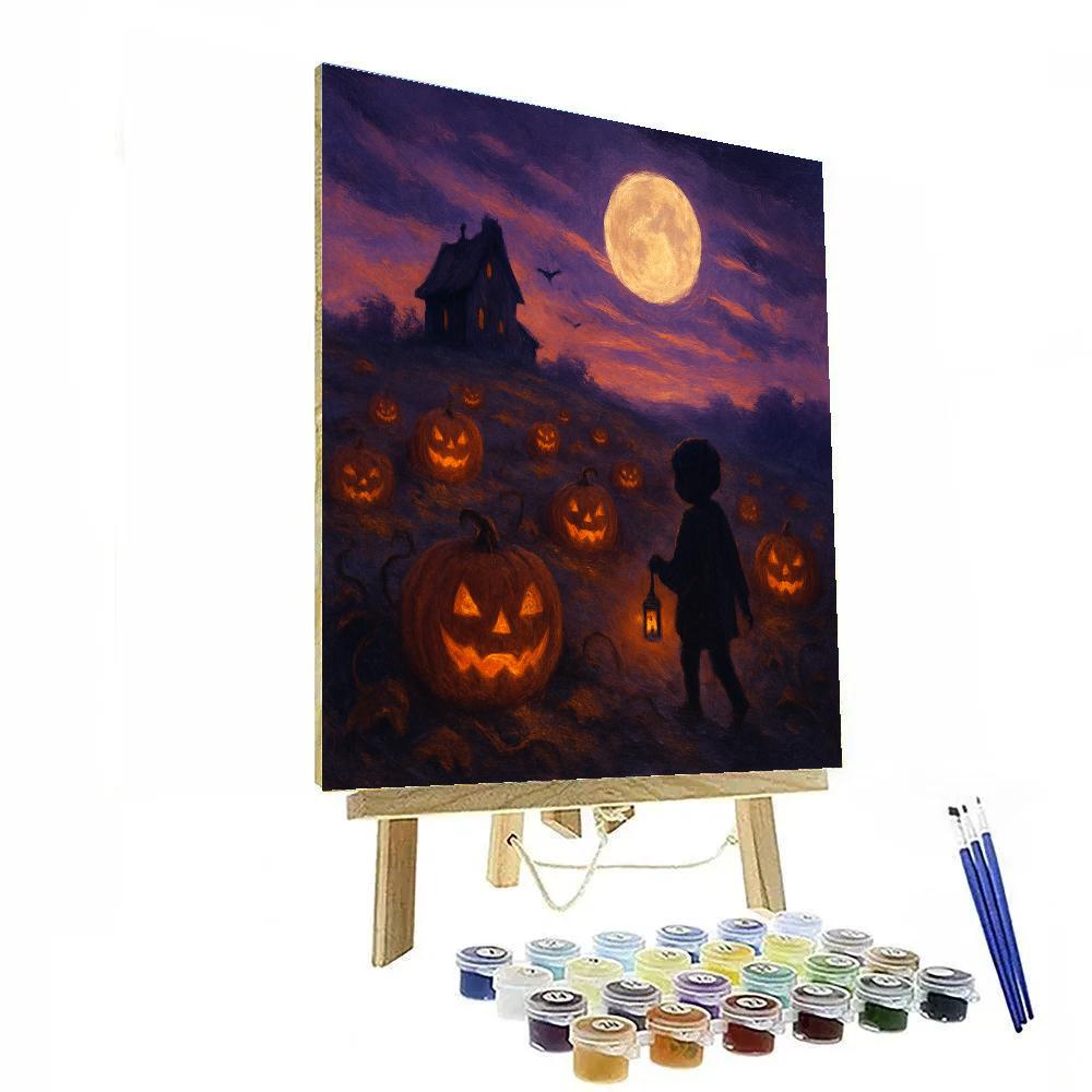 Moonlit Pumpkin Vista paint by color