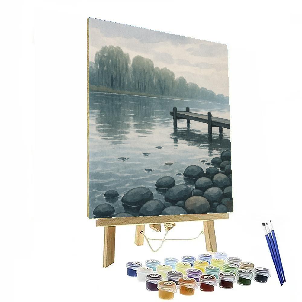 Pebble Shoreline Reflection Paint by numbers art