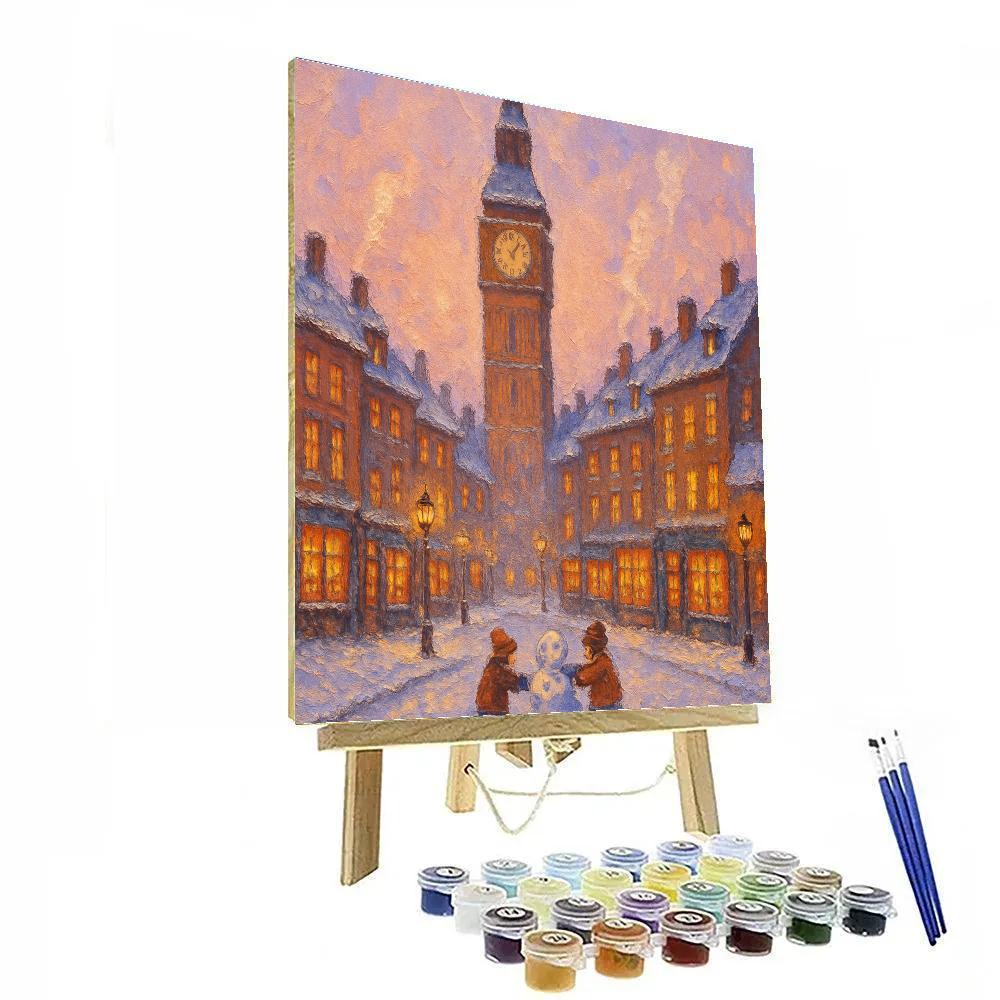 Snowed-in Clocktower Square Number painting