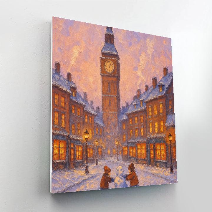 Snowed-in Clocktower Square Number painting