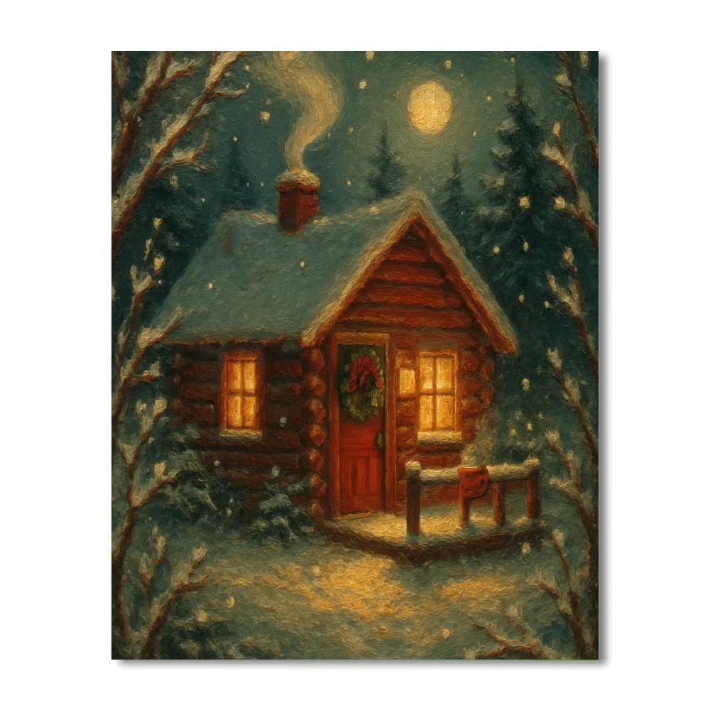 Cozy Chimney Cabin Glow Numbered painting kits