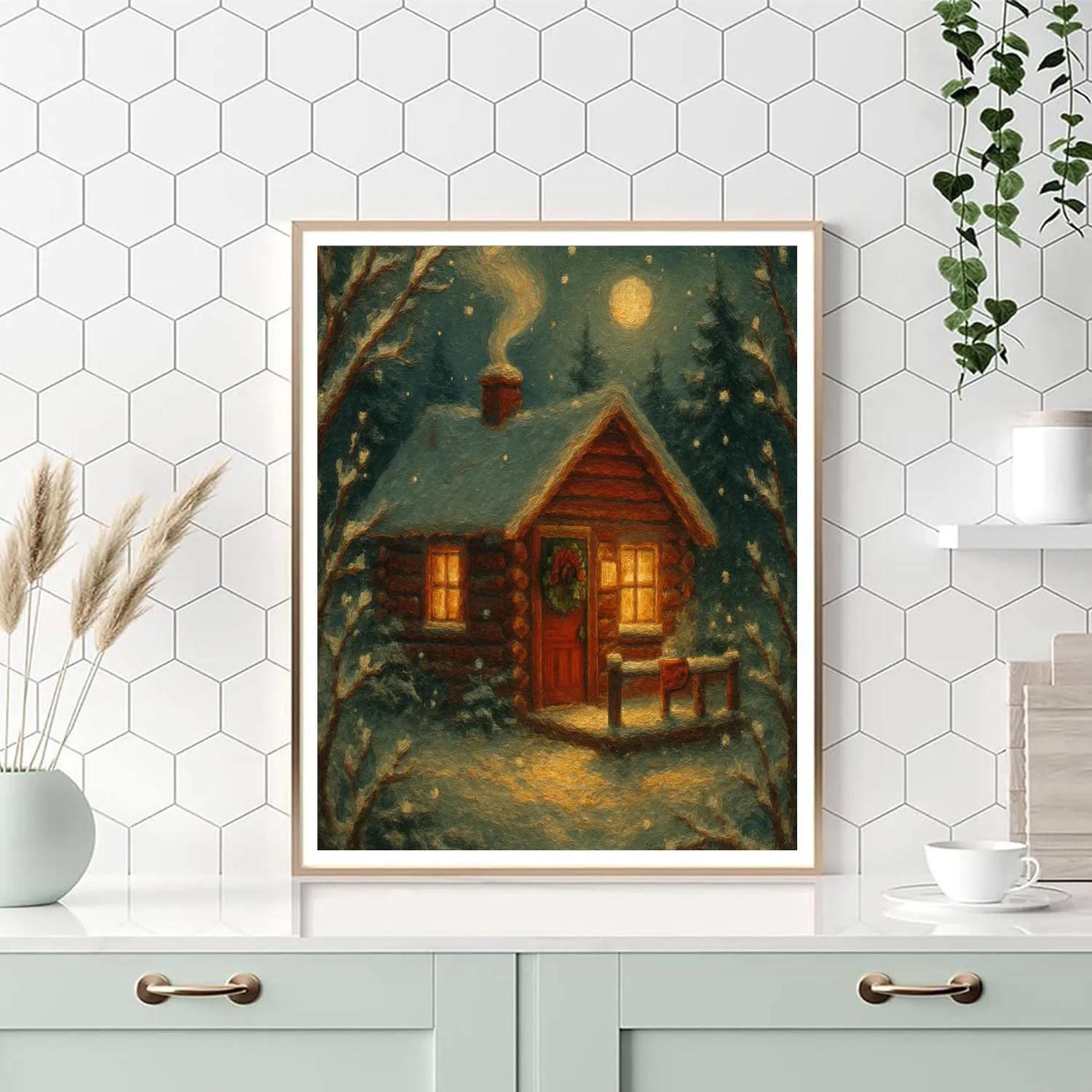 Cozy Chimney Cabin Glow Numbered painting kits